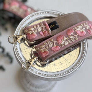 インド刺繍リボンのショルダーストラップ｜細め幅×高級感｜ピンク