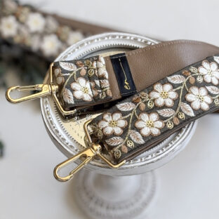 インド刺繍リボンのショルダーストラップ｜太め幅×高級感｜カーキ