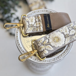 インド刺繍リボンのショルダーストラップ｜太め幅×高級感｜ベージュ