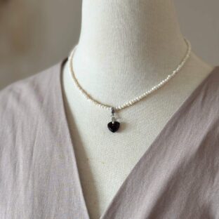 小粒淡水パールとヴィンテージハートのネックレス｜取り外し可能な2wayデザイン