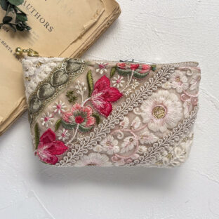大人のためのインド刺繍ポーチ /  PINK（S） 　