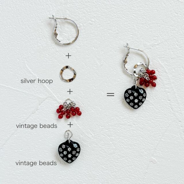 ハンドメイドアクセサリー 華シリーズ さくらんぼ イヤリング ＆ ネックレス セット 桜